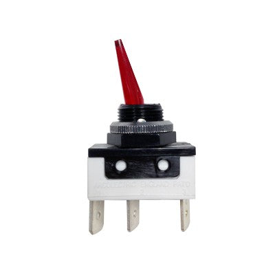 Illuminated Toggle Switch - SPST 16A, ON-OFF, 12VDC Lamp, Red Paddle (30-890)
