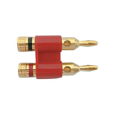 Heavy duty Dual Banana Plug 8AWG - Gold/Red plastic (377-502)