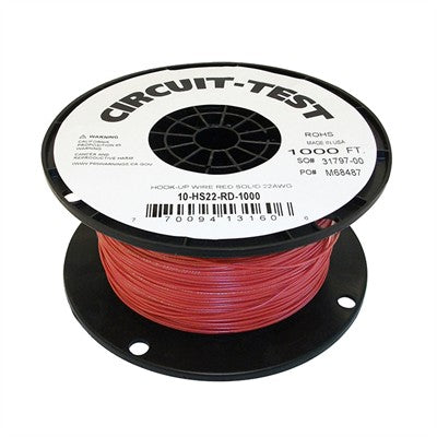 22AWG Solid Wire - Red, 1000ft Roll (10-HS22-RD-1000)