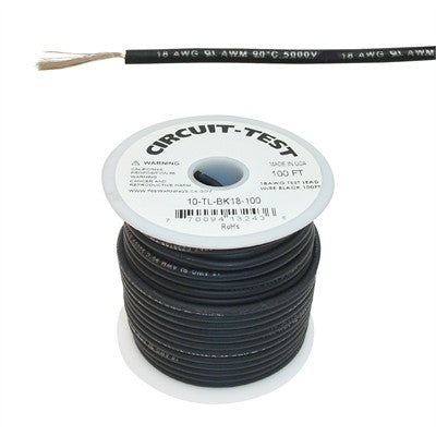Test Lead Wire, 5KV, Black, 100ft (10-TL-BK18-100)