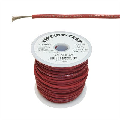 Test Lead Wire, 5KV, Red, 100ft (10-TL-RD18-100)