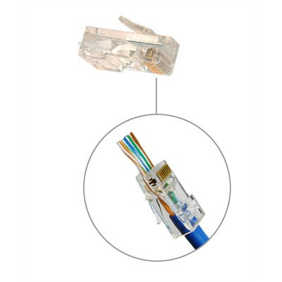 CAT5e - 8 Conductor RJ45 Pass-Through Plugs, 50u, Pkg/10 (100-208PT5-10)