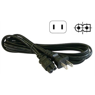 2 Conductor Power Cord - NEMA1-15P to IEC320-C7 polarized socket, Black, 6ft (138-205)