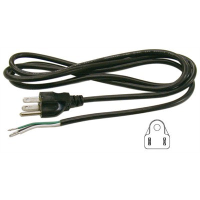 3 Conductor Power Cord - NEMA5-15P to tinned wire leads, SJT, Black, 6ft (138-306-SJT)