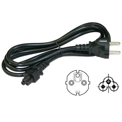 3 Conductor Power Cord - European SCHUKO plug CEE7/7 to IEC320-C5 socket, Blk, 6ft (138-332)