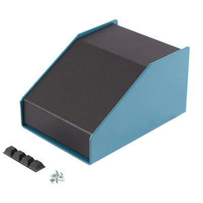 Sloped Aluminum Instrument Case - 140 x 102 x 76mm - Black Top/Blue Case (1456CE3BKBU)