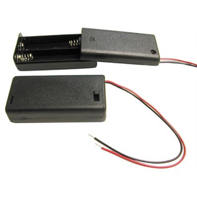 AA Battery Holder - 2 Cells, Enclosed Switch with Wire Leads (150-320ESW)