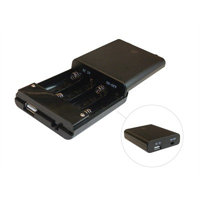 AA Battery Holder - 4 Cells, with On-Off Switch, USB Port (150-344ESUSB)