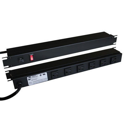 6 Outlet Rackmount Power Bar (2 front/4 rear), Black, 15ft cord (1583H6B1BKX)