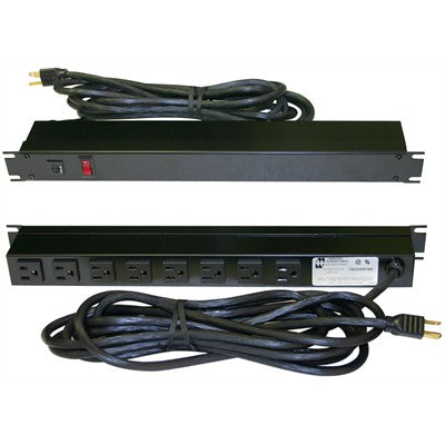 8 Outlet Rackmount Power Bar, Rear Facing, Black, 15ft cord (1583H8B1BK)