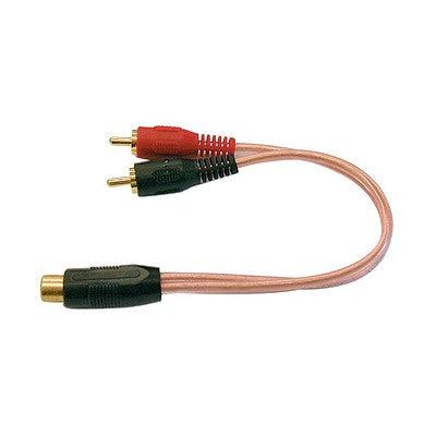 Y Cable: RCA Jack to 2 RCA Plugs - Gold, 6" (211-115)