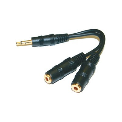 3.5mm Stereo Plug to 2 x 3.5mm Stereo Jack - Gold, 5" Y Cable (211-310)