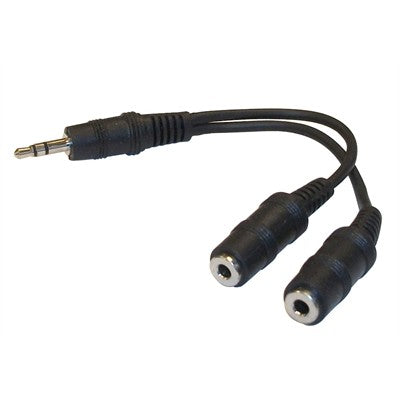 3.5mm Stereo Plug to 2 x 3.5mm Stereo Jack - Nickel, 5" Y Cable (211-311)