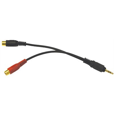 3.5mm Stereo Plug to 2 RCA Jacks - Gold, 6" Y Cable (211-312)