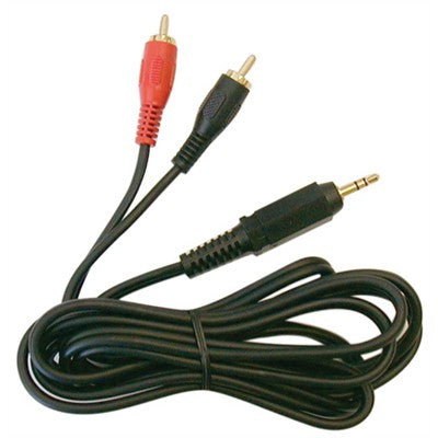 2.5mm Stereo Plug to 2 x RCA Plugs - Gold, 25ft Y Cable (211-228)