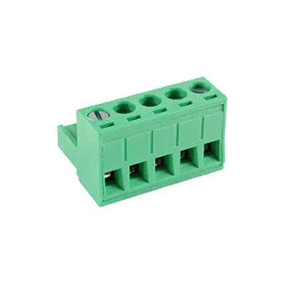 Pluggable Terminal Block - 5mm, 5 Position, Right Angle (25-E800-05)
