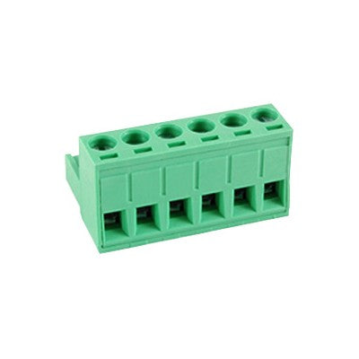 Pluggable Terminal Block - 5mm, 6 Position, Right Angle (25-E800-06)