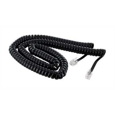 Coiled Modular Cable, 4P/4C, 12', Black (302-012BK)
