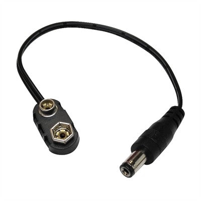 Coaxial Power Plug Adapter - 2.1 x 5.5mm Plug - 9V Battery Clip, Ctr (+) (310-645)