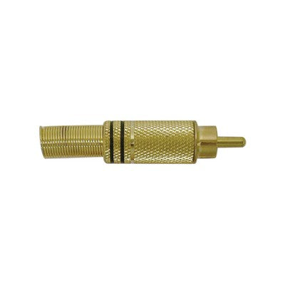 RCA Plug - Gold plated / strain relief, 8mm, Black, Pkg/10 (351-102-10)