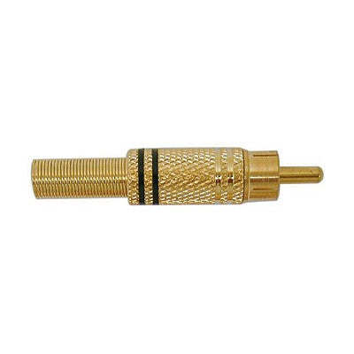 RCA Plug - Gold plated / strain relief, 5.5mm, Black, Pkg/10 (351-106-10)