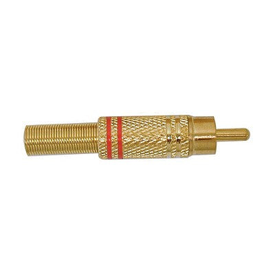 RCA Plug - Gold plated / strain relief, 5.5mm, Red, Pkg/10 (351-107-10)