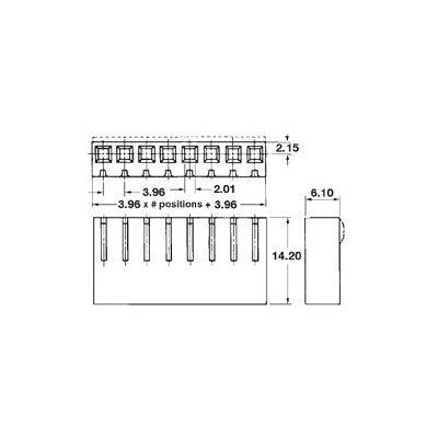 6 Position Wire Connector, 0.156", Pkg/3 (37-706-3)
