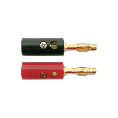 Banana Plugs, 12AWG - Gold/Black & Red plastic, Pkg/2 (370-303-2)