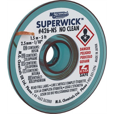 No-Clean Fine Braid Super Wick - 2.5mm, 1.5m (426-NS)