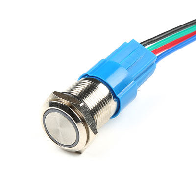 Tamper Resistant Metal Pushbutton Switch - SPDT, (ON)-ON, 3A, Green LED Ring, IP65 (456-405)