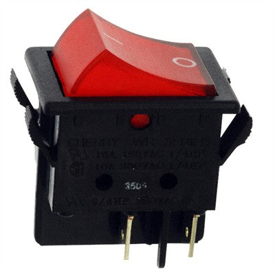 Rocker Switch - DPST 16A, ON-OFF, Red Illuminated (457-220)