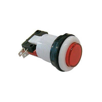 Push Button Game Switch - SPDT Round Red Lens, On-(On) (459-502)