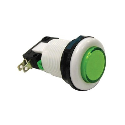 Push Button Game Switch - SPDT Round Green Lens, On-(On) (459-505)