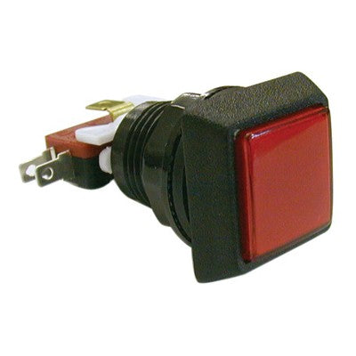 Push Button Game Switch - SPDT Square Red Lens, On-(On), Illuminated (459-522)