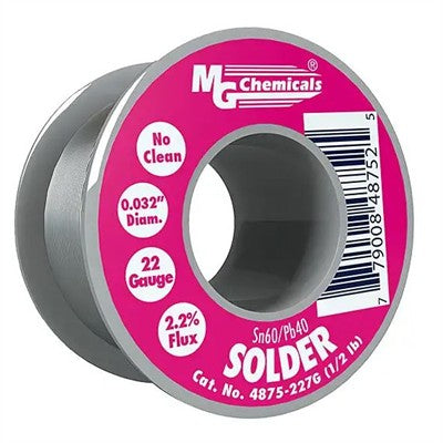 No Clean Solder 60/40 - 0.8mm, 227g, 1/2LB Roll (4875-227G)