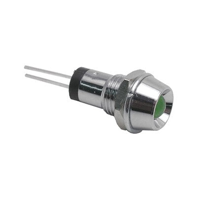 Indicator Lamp - 5mm LED, Chrome Bezel - Green (55-433-1)
