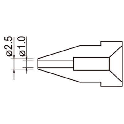 Replacement Nozzle for Hakko 808 - 1.0 x 2.5mm (A1005/P)