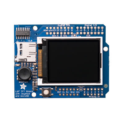 1.8" 18-bit Colour TFT Shield for Arduino w/ microSD, Joystick (AF-802)