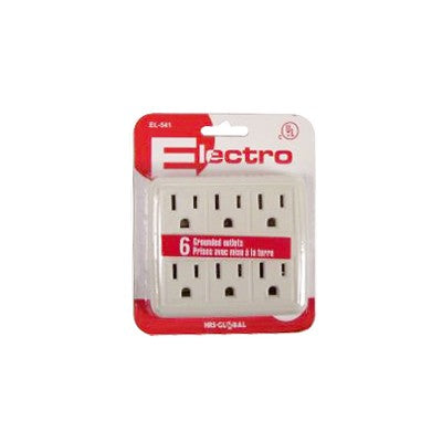 6 Outlet Tap - 3 Wire, White (EL-541)