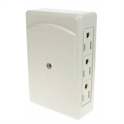 6 Outlet Space Saving Wall Tap - 3 Wire Grounded, White (EL-867)
