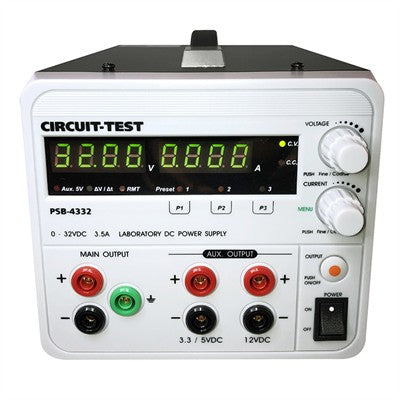 Triple Output - Linear (32VDC/3.5A, Fixed 12VDC @0.8A & 5 or 3.3VDC @0.8A), Remote Programmable (PSB-4332)
