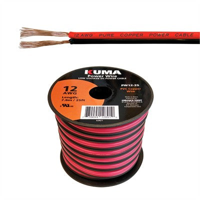 Low Voltage DC Power Cable, 12AWG, 25ft Roll (PW12-25)