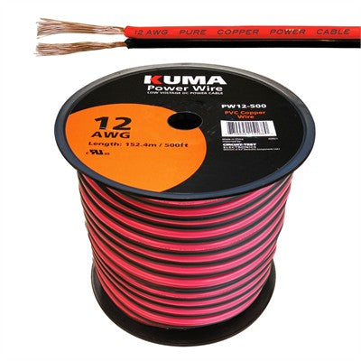 Low Voltage DC Power Cable, 12AWG, 500ft Roll (PW12-500)