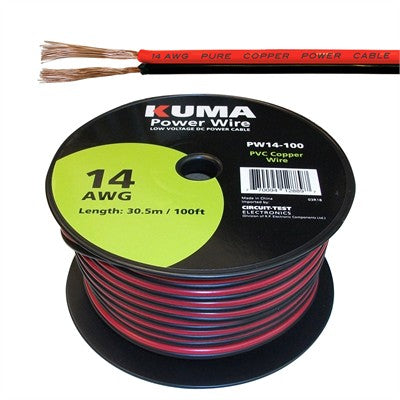 Low Voltage DC Power Cable, 14AWG, 100ft Roll (PW14-100)