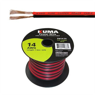 Low Voltage DC Power Cable, 14AWG, 25ft Roll (PW14-25)