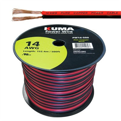 Low Voltage DC Power Cable, 14AWG, 500ft Roll (PW14-500)