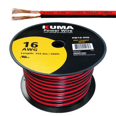 Low Voltage DC Power Cable, 16AWG, 500ft Roll (PW16-500)