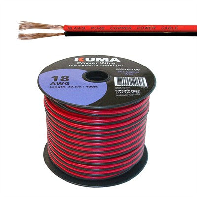 Low Voltage DC Power Cable, 18AWG, 100ft Roll (PW18-100)