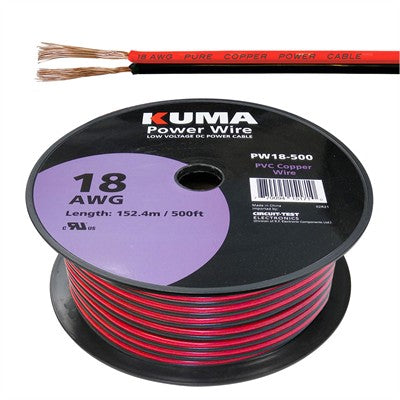 Low Voltage DC Power Cable, 18AWG, 500ft Roll (PW18-500)