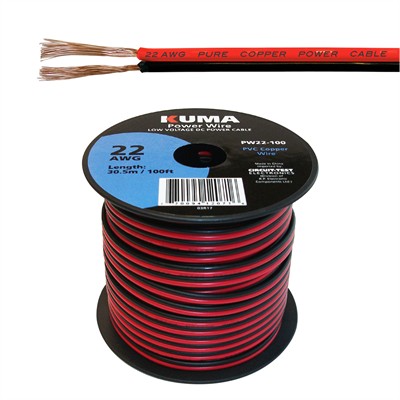 Low Voltage DC Power Cable, 22AWG, 100ft Roll (PW22-100)